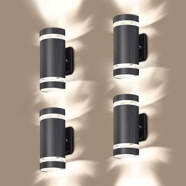 LED 4 Pack Semi Cylinder Up and Down Lights Outdoor Wall Light,Body in Aluminum Waterproof Outdoor Wall Lamps,3000k | Lumora