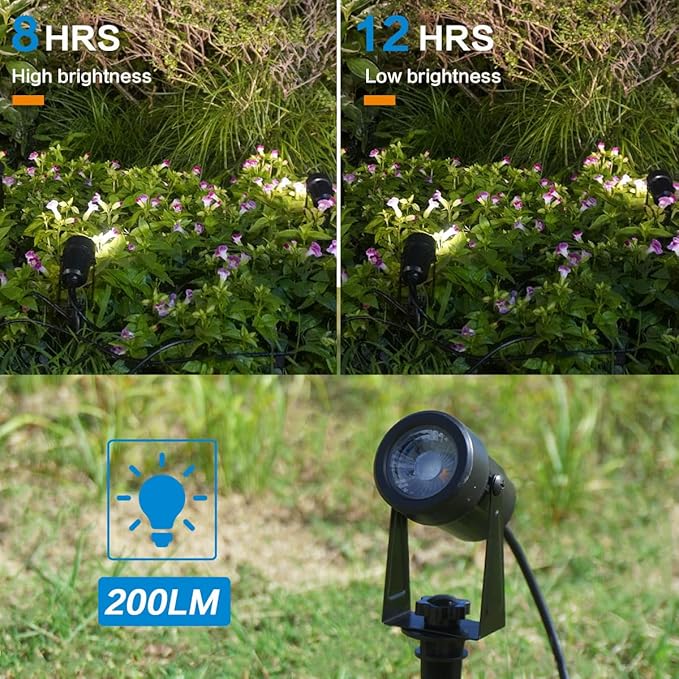 Solar Powered Landscape Spotlights, 4-Pack with Remote Control, Black, IP65 Waterproof, 270° Adjustable Head, RGBW, 150LM, 3000K, Outdoor Garden Path Lights with 3W Solar Panel