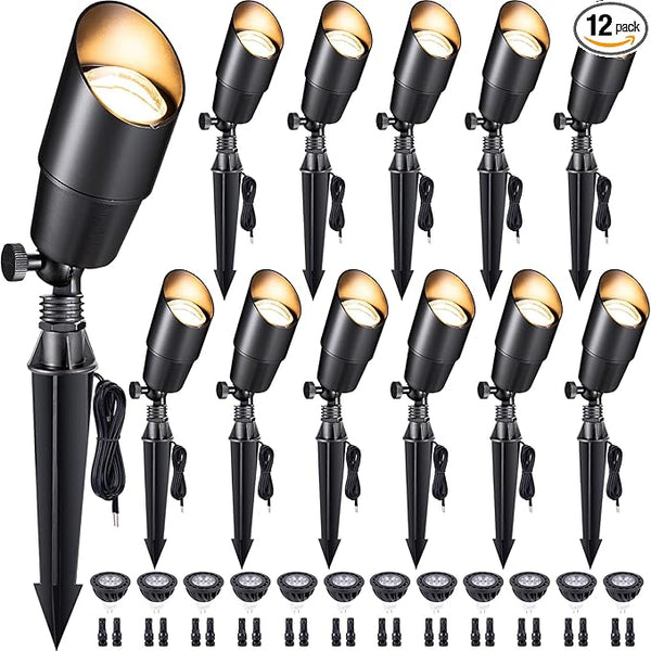 Gardenreet LED Spot Light Outdoor - Die-Cast Brass 12V Uplighting Waterproof, Low Voltage Landscape Lights Metal | Lumora