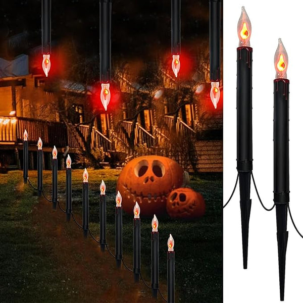 19.5Ft Halloween Pathway Lights Outdoor, Halloween Decor Candle Lights with 10 C18 Flame Bulbs and Black Blood | Lumora