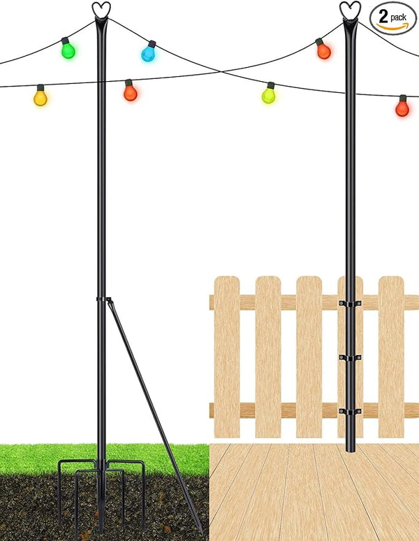 XDW-GIFTS String Light Pole - Steel Poles for Outdoor String Lights Hanging, Garden, Backyard, Patio Lighting Stand | Lumora