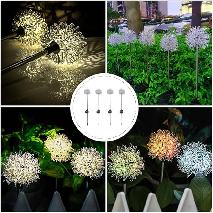 POPETPOP Dandelion Solar Garden Lights Led Decorative Outdoor Ground Stake Lighting for Lawn Pathway Yard No Wiring | Lumora