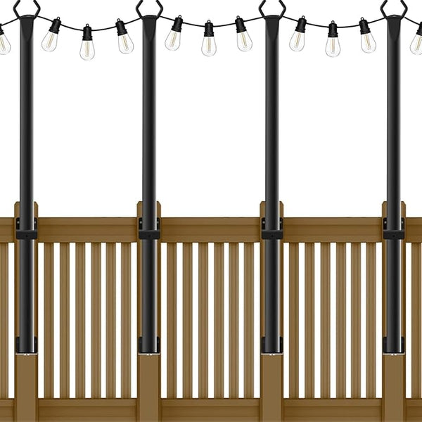 4 Pack String Light Poles,5Ft Metal Poles for Outdoor String Lights,Outdoor Light Poles with Post,Poles/Stand for | Lumora
