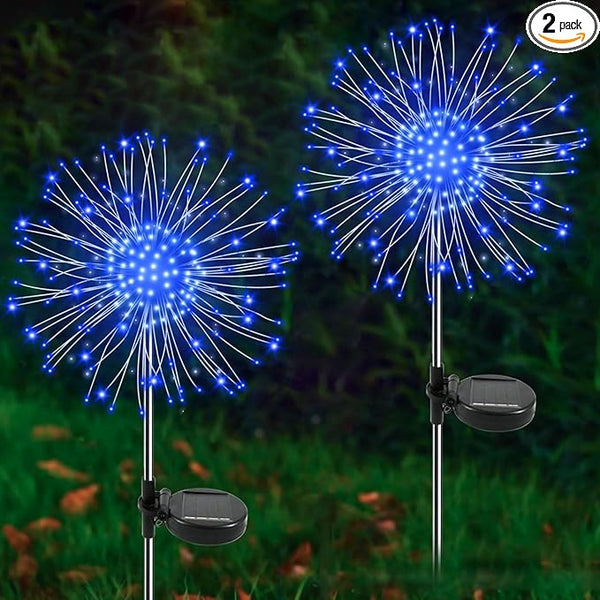 Solar Garden Lights Outdoor, 2 Pack 120 LED Twinkling Firework Lights Decorative with 2 Modes, Outdoor Waterproof | Lumora
