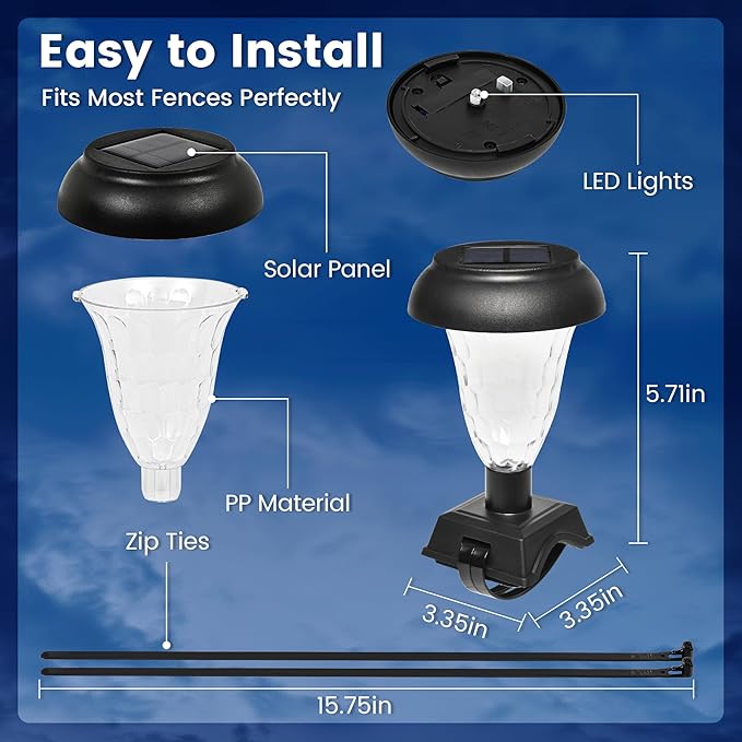 Solar Christmas Fence Lights Outdoor Decor, Waterproof Patio Lights with RGB Color Changing for Holiday & Halloween | Lumora