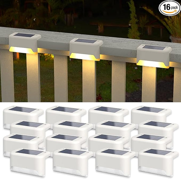 APONUO Solar Deck Lights 16 Pcs, Solar Step Lights Outdoor Waterproof Led Fence Light for Patio, Stairs, Garden | Lumora