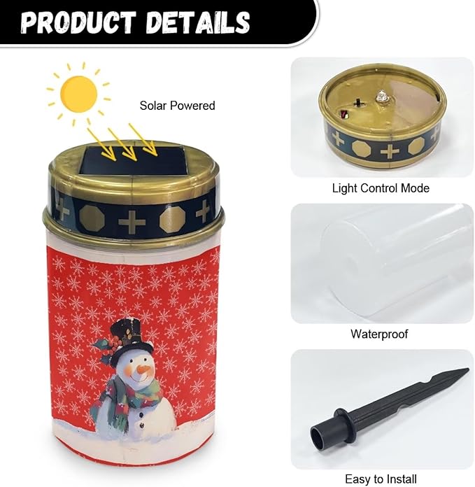 Merry Christmas Snowman Solar Garden Light Solar Powered Lights Outdoor Solar Garden Light Outside Solar Lights for Yard Waterproof Landscape Path Light
