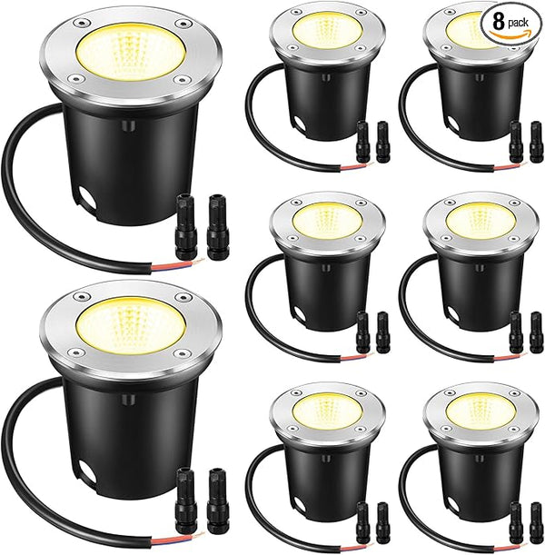 Yahenda 8 Pcs 3W LED Well Lights Low Voltage Outdoor Landscape In Ground Waterproof Outdoor 12V-24V Landscape | Lumora