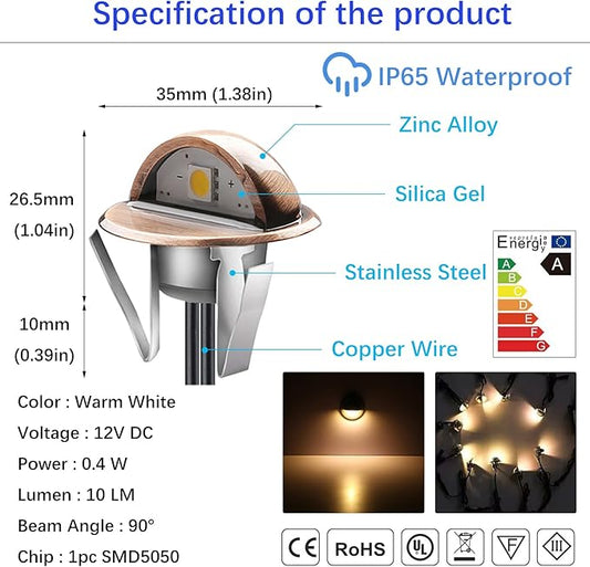 Low Voltage LED Deck Lighting Kits with Transformer, 10 Pack IP65 Waterproof Outdoor Recessed Wall Patio Stairs Step Garden Yard Decorations Landscape Lights (Warm White, Bronze)