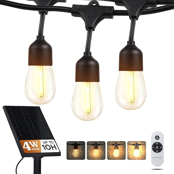 Brightech Ambience Pro Super Bright Solar - 27Ft Remote Control Outdoor String Lights, Shatterproof S14 Edison | Lumora