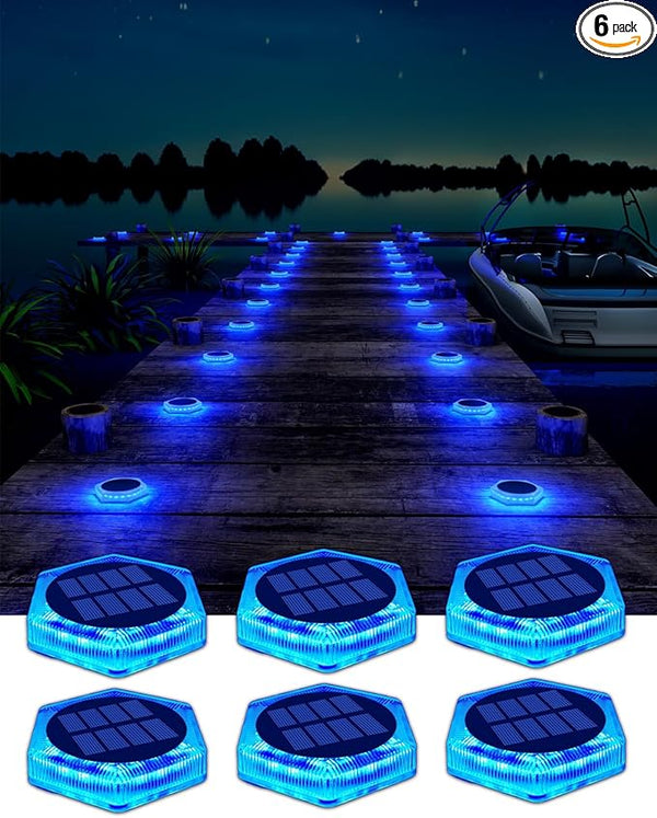6 Packs Solar Driveway Lights Outdoor IP68 Waterproof, Blue Deck Step Lights Solar Powered, Solar Stair Light Stick | Lumora
