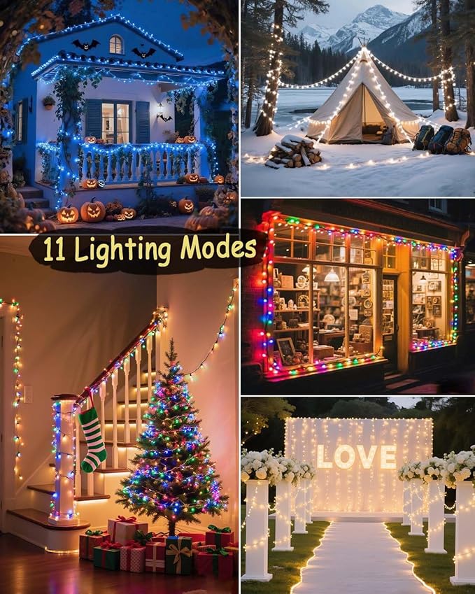 580 LED String Lights, 196FT Indoor Outdoor Fairy Lights, Waterproof Twinkle Christmas Decorations Lights with Remote for Bedroom Outside Tree Garden Halloween Patio Camping Wedding Party Decor