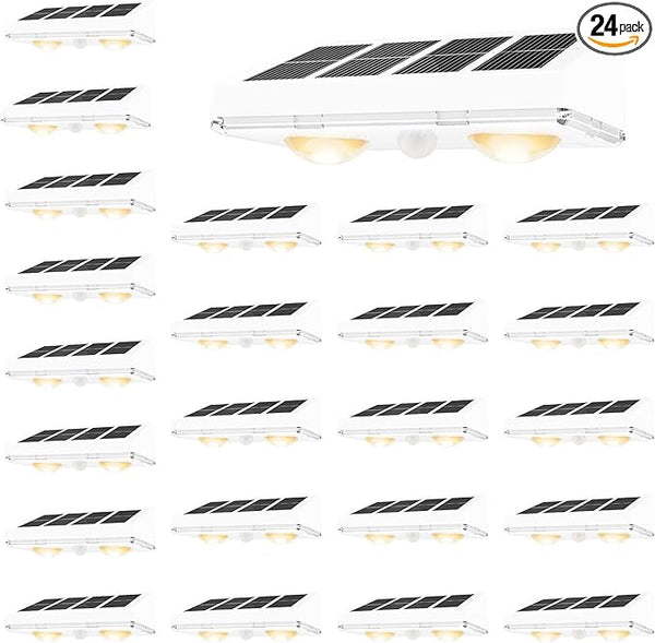VOLISUN Solar Fence Lights, 24 Pack Solar Powered Fence Lights Outdoor with Warm White LED Spot Lens, IP65 | Lumora
