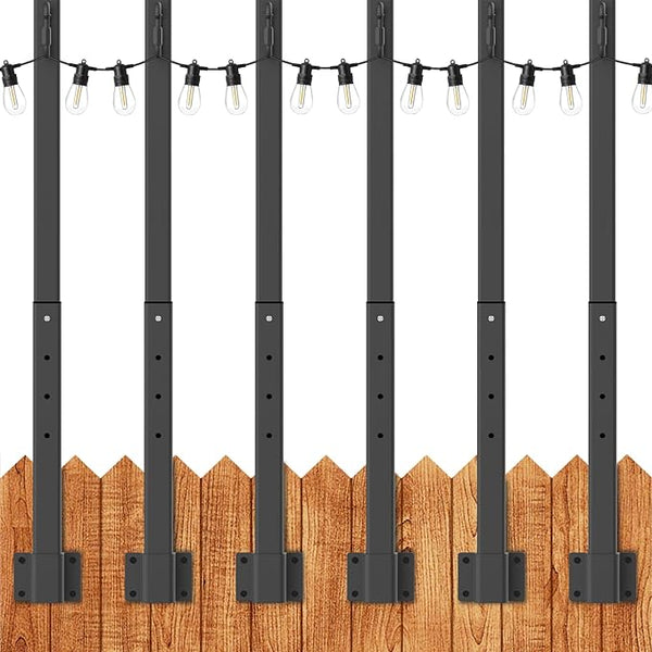 LETIANPAI 2.8Ft String Light Poles 6 Pack,Light Poles for Outside Lights,Outdoor with Fence Brackets Hanging | Lumora