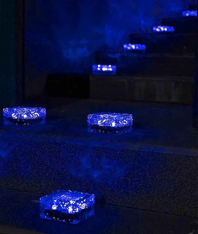 keeda Solar Brick Lights Waterproof Solar Path Ice Cube Lights Outdoor LED Decorative Ice Block Floor Tile Lights for Garden, Pathway, Patio, Walkway (Blue, Pack of 1)