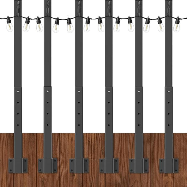6 Pack 2.8 FT String Light Poles,Metal Lights Poles for Outdoor String Light, Rustproof Heavy Duty for Outside | Lumora