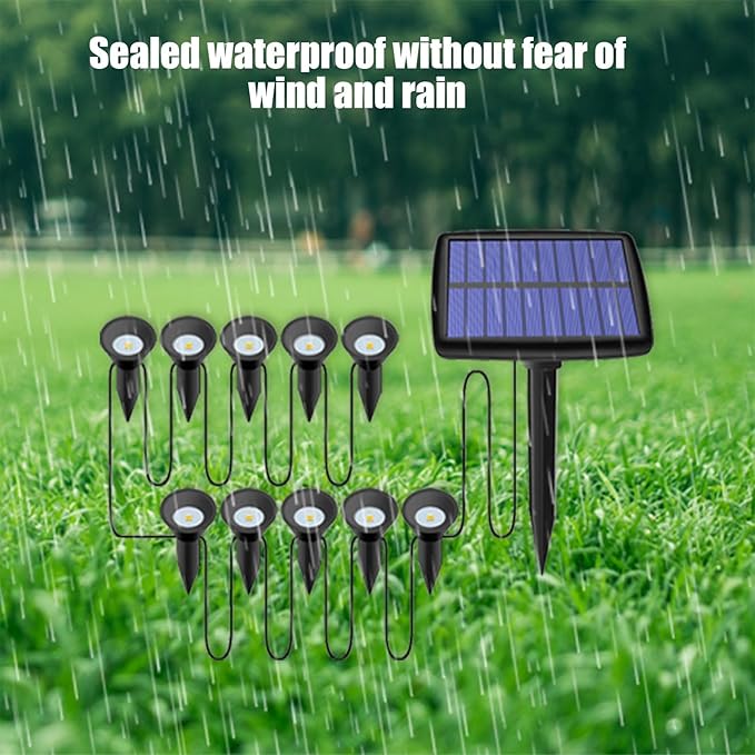 Solar Pathway Lights, 10 in 1 Waterproof LED Solar Lights String Outdoor Garden Lights, Auto On/Off Solar Walkway Lights for Yard, Landscape, Pathway, Walkway, Path
