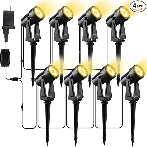 Low Voltage Landscape Lighting,8 Pack Outdoor LED Landscape Spotlights with Transformer 27V Garden Lights Pathway | Lumora