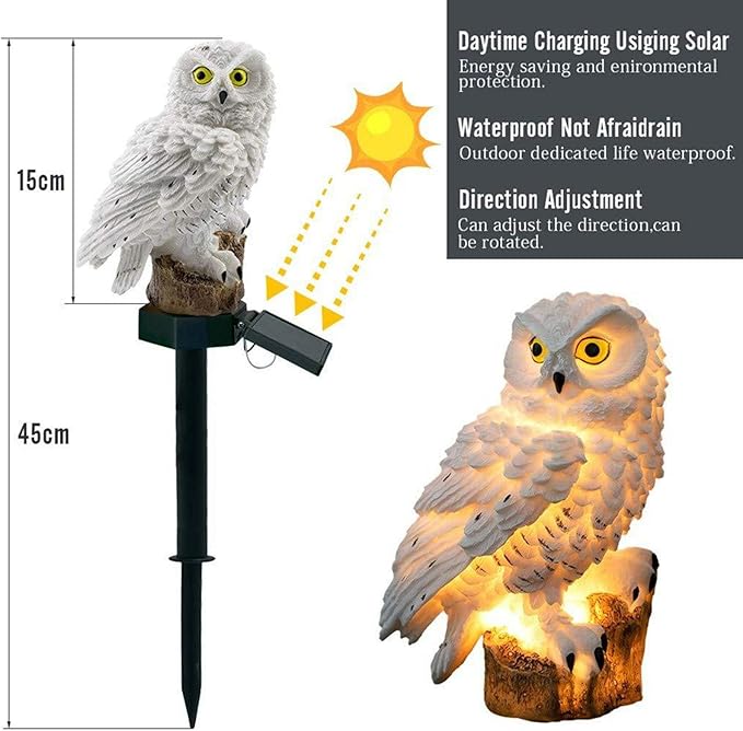 Garden Solar Light Outdoor Decorative, Owl Decor Solar Pathway Lights Outdoor LED Solar Garden Lights, Garden Solar Lights Outdoor Waterproof Decorative,White
