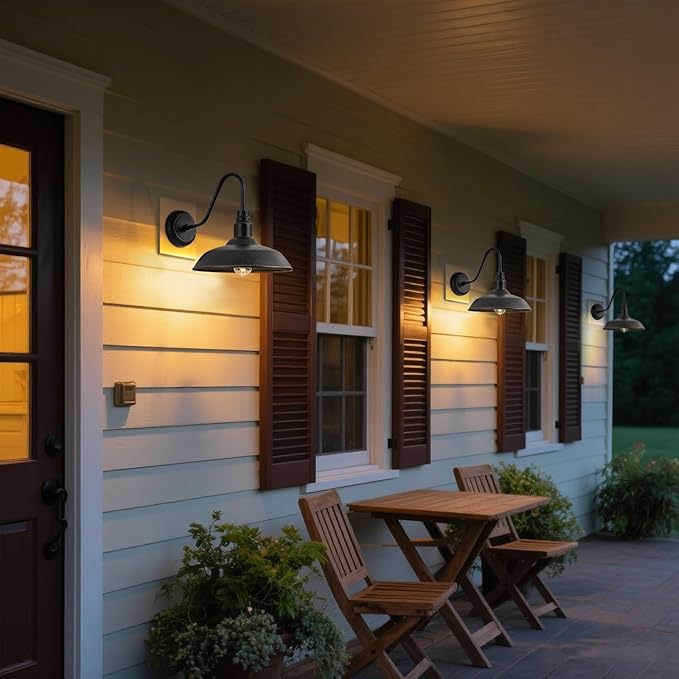 10in Dome Gooseneck Outdoor Light Fixture Bronze Exterior Barn Porch Door Light Fixture with Wall Mount 2 Pack | Lumora