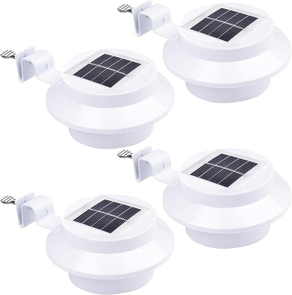 Yescom Solar Gutter Light Outdoor Waterproof 3 LED Deck Fence Lights with Bracket Wall Garden Stair Step Yard White | Lumora