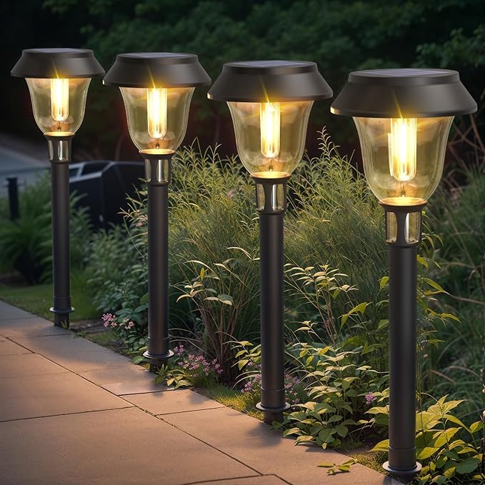 VOLISUN Solar Pathway Lights,6 Pack LED Solar Lights Outdoor Waterproof, Landscape Lighting,Warm Color Solar Path Lights,Landscape Lights,Solar Garden Lights for Yard Lawn Driveway Walkway