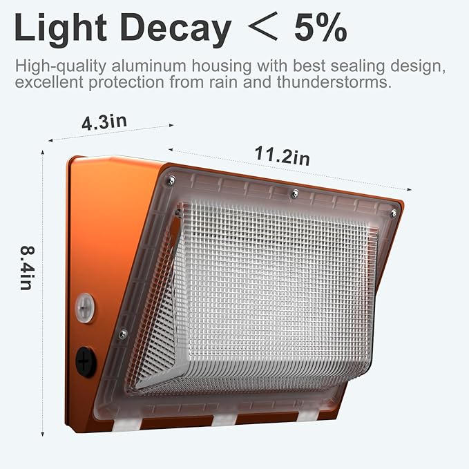 Lightdot 4Pack 150W LED Wall Pack Lights, 100-277v Dusk to Dawn Photocell | 22500Lm(150Lm/W) 5000K IP65 Outdoor | Lumora