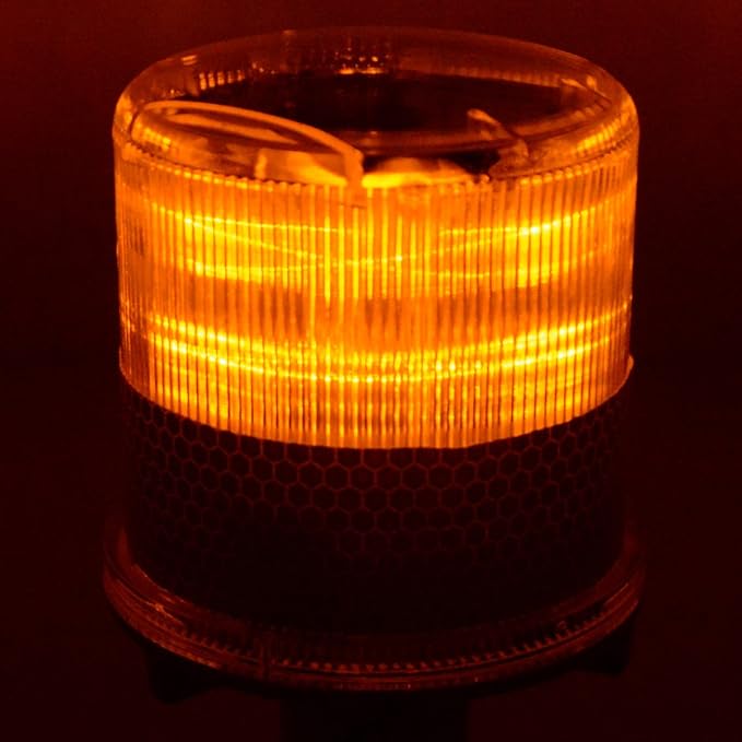 PENCK Solar LED Warning Light Waterproof Driveway Lights Flashing Barricade Light Road Construction Safety Signs Flash Traffic Marina Dock Barge Boat Safety Beacon Light Yellow