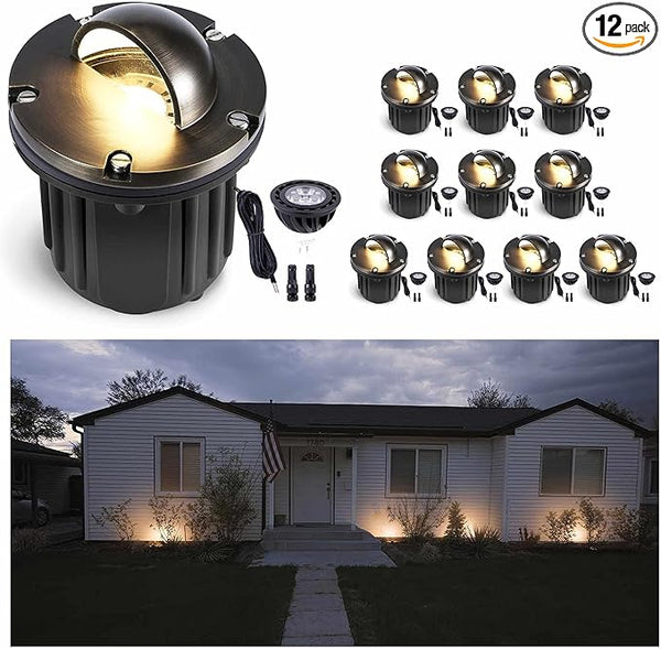 Gardenreet Solid Brass Well Light - LED 12V In-Ground All Weather Low Voltage Landscape Lighting, Replaceable Bulb | Lumora