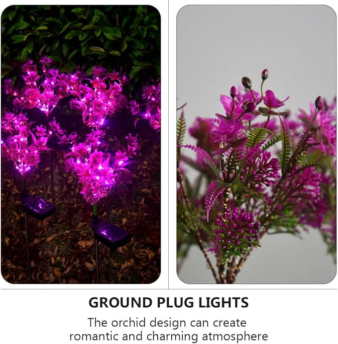2 Pcs Solar Garden Lights Outdoor Decorative Butterfly Orchid Stake Lamps Waterproof LED Lawn Path Lighting for Patio and Yard
