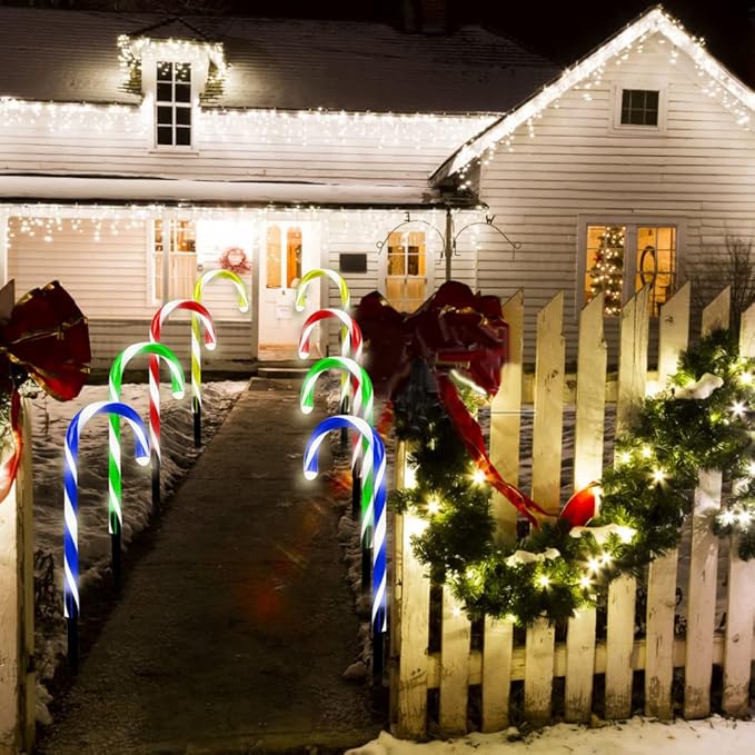 Candy Cane Lights, Christmas Candy Cane Lights, Solar Pathway Lights Outdoor Candy Cane Christmas Decor for Walkway, Driveway, Sidewalk, Garden