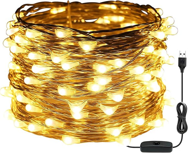 RUICHEN USB Plug in String Lights Silver Wire 33 Ft 100 LED Starry Fairy Lights with - Decorative Outdoor Light | Lumora