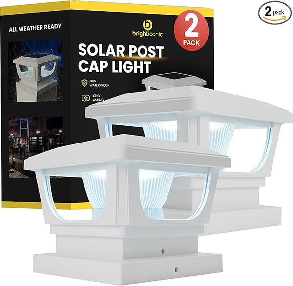 Brighticonic Solar Post Cap Lights Outdoor for 4x4, 3x3 – Auto On/Off Post Lights Solar Powered - Easy Install | Lumora