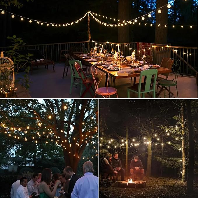 Atmosphere Solar Powered Outdoor String Lights,36 ft Commercial Grade Shatterproof Patio Lights, 30 Edison Bulbs, Waterproof LED String Lights for Outside,Hanging Lights for Patio,Garden,Tent,Porch