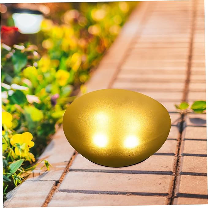 POPETPOP Delicate Pebble Shape Solar Powered Garden Lamp Warm Light Outdoor Pathway Decor Energy-efficient Charming | Lumora