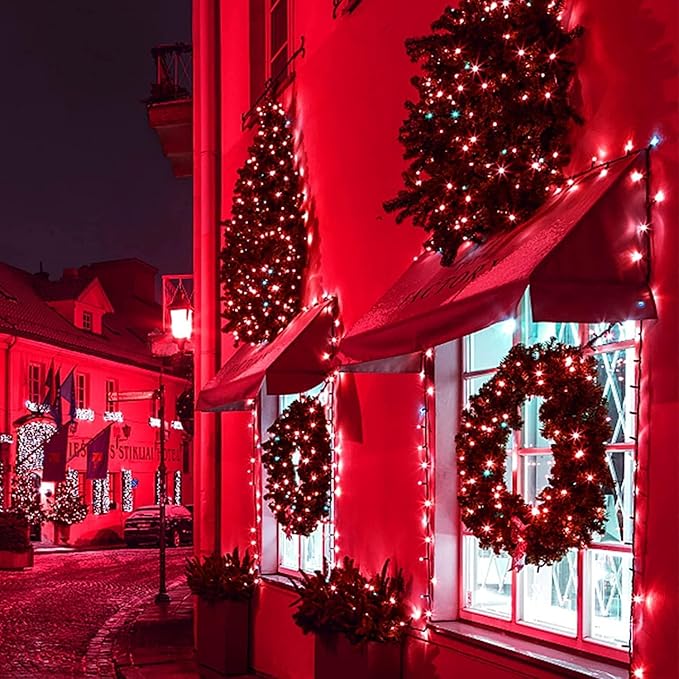 50ft 100 Counts Red LED Christmas Lights Outdoor- Commercial Grade Outdoor Waterproof, Red Halloween Lights 5mm Wide Angle Green Wire, Xmas Lights, IP:65, UL