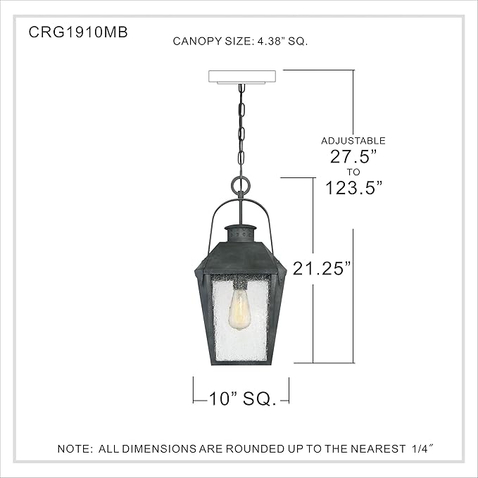 Quoizel Carriage 1-Light Mottled Black Outdoor Hanging Lantern
