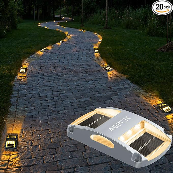 AGPTEK Solar Driveway Lights 20 Pack, Outdoor Deck Dock Marine LED Solar Powered Waterproof Driveway Marker Lights | Lumora