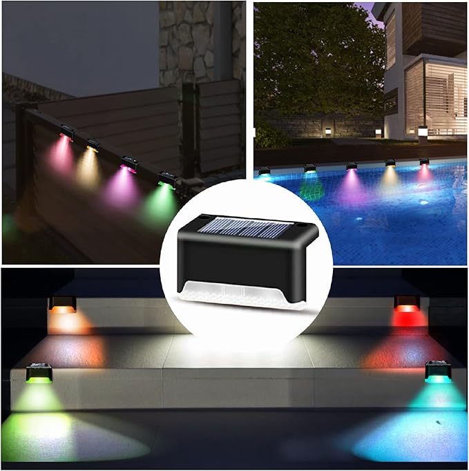 K.E.J. 16pcs Solar Lights Outdoor Waterproof Color Changing - Solar-Powered Yard Pathway Lighting LED Step Lights | Lumora