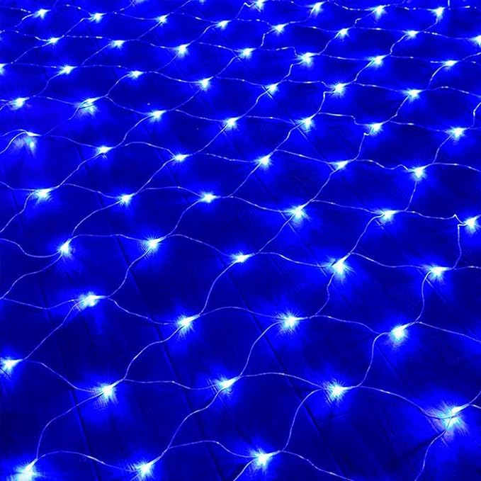 2 PACK Outdoor Garden Light - Waterproof Net Lights, 200 LED Battery Operated Tree String Light with 8 Modes, Mesh Curtain Lights for Garden Patio Yard Christmas Party Tree and Holiday Decor( Blue)