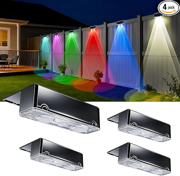 EGOBOO Solar Fence Lights Outdoor, 10 Lighting Modes RGB Color Changing Holiday Decoration, IP65 Waterproof Dusk to | Lumora