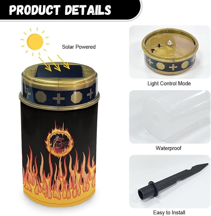 Dragon Fire Garden Solar Lights Outdoor Waterproof Landscape Path Lights for Outside LED Solar Powered Read Light Solar Stake Lights for Pathway Garden Yard