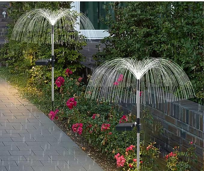 Ulalaza 2PCS Garden Solar Lights Multi-Color Changing LED Flower Stake Light Decorative Landscape Lawn Yard Outdoor Lights The Length 58 * 43 * 81mm/2 * 2 * 3inch Warm Light