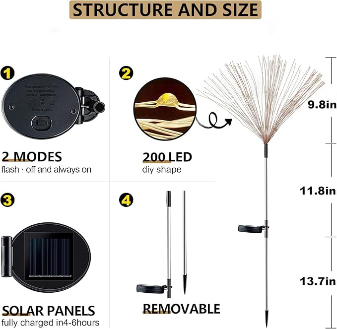 4 Pack Solar Firework Lights 200 LED Create Magical Nights, Waterproof Starburst - Outdoor Security Flood Light | Lumora