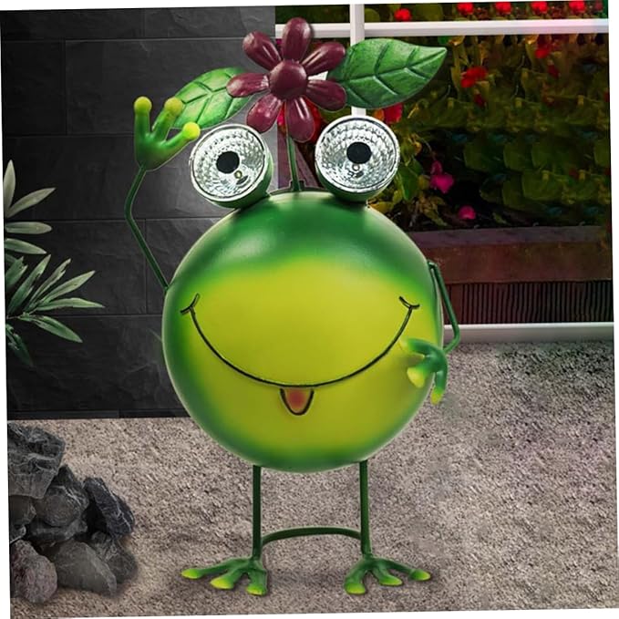 VANZACK Solar Light Frog Garden Decor Outdoor Solar Pathway Light Wrought Iron Craft for Lawn Courtyard and Landscape Lighting for Garden Decoration