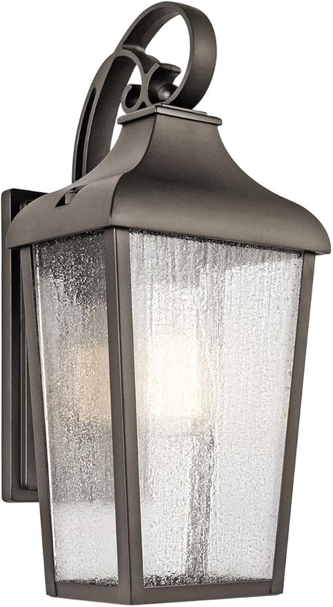 Kichler Forestdale 14.75" 1 Light Outdoor Wall Light with Clear Seeded Glass in Olde Bronze®