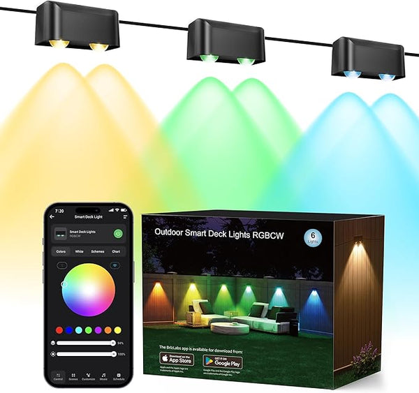 Brizled Smart Fence Lights, RGBCW Outdoor Deck Lights APP & Voice Controlled, Color-Changing Fence Lighting Music | Lumora
