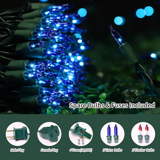 LAMPHOME Christmas String Light,100 Count Incandescent Mini String Light in 21.6ft,Indoor/Outdoor 120V UL Certified Mini Light for Christmas,Wedding,Patio Lawn,Home,Garden,Party,Store (Blue)