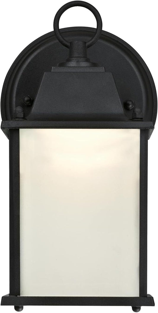 6107500 One-Light Dimmable LED Outdoor Wall Fixture, Textured Black Finish with Frosted Glass