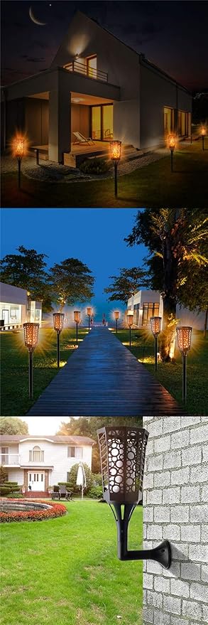 Ulalaza Solar Outdoor Lights 99 LED Flickering Flames Torch Light Waterproof Landscape Ligh Auto On/Off Path Lights